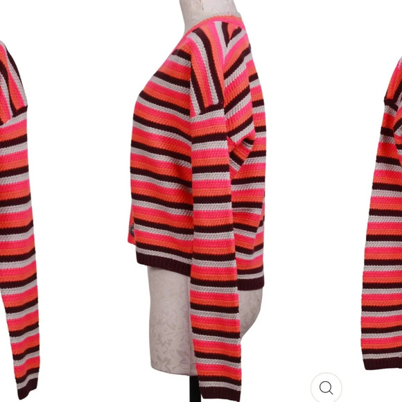 Lisa Todd Pop Cardi Neon Striped Cardigan Sweater M - Picture 3 of 9